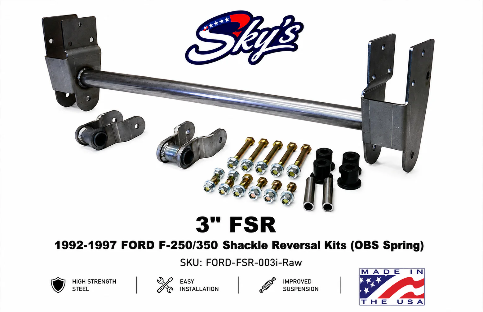 1992-1997 FORD F-250/350 Shackle Reversal Kits (OBS Spring) - Image 3