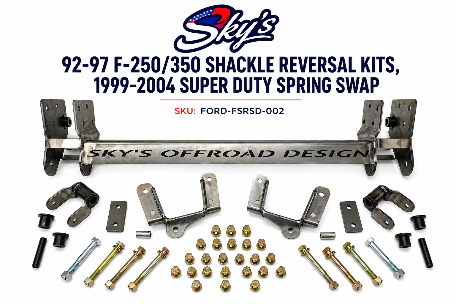 92-97 F-250/350 Shackle Reversal Kits (1999-2004 Super Duty Axle and/or Spring Swap) - Image 3