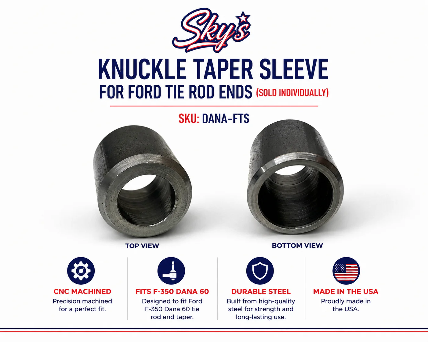 Knuckle Taper Sleeve for Ford Tie Rod Ends (sold individually)